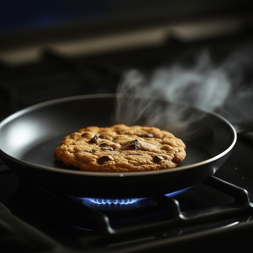 How to Make a Cookie in a Frying Pan (No Oven Needed!) 7 cookie baking in a non-stick frying pan on stove