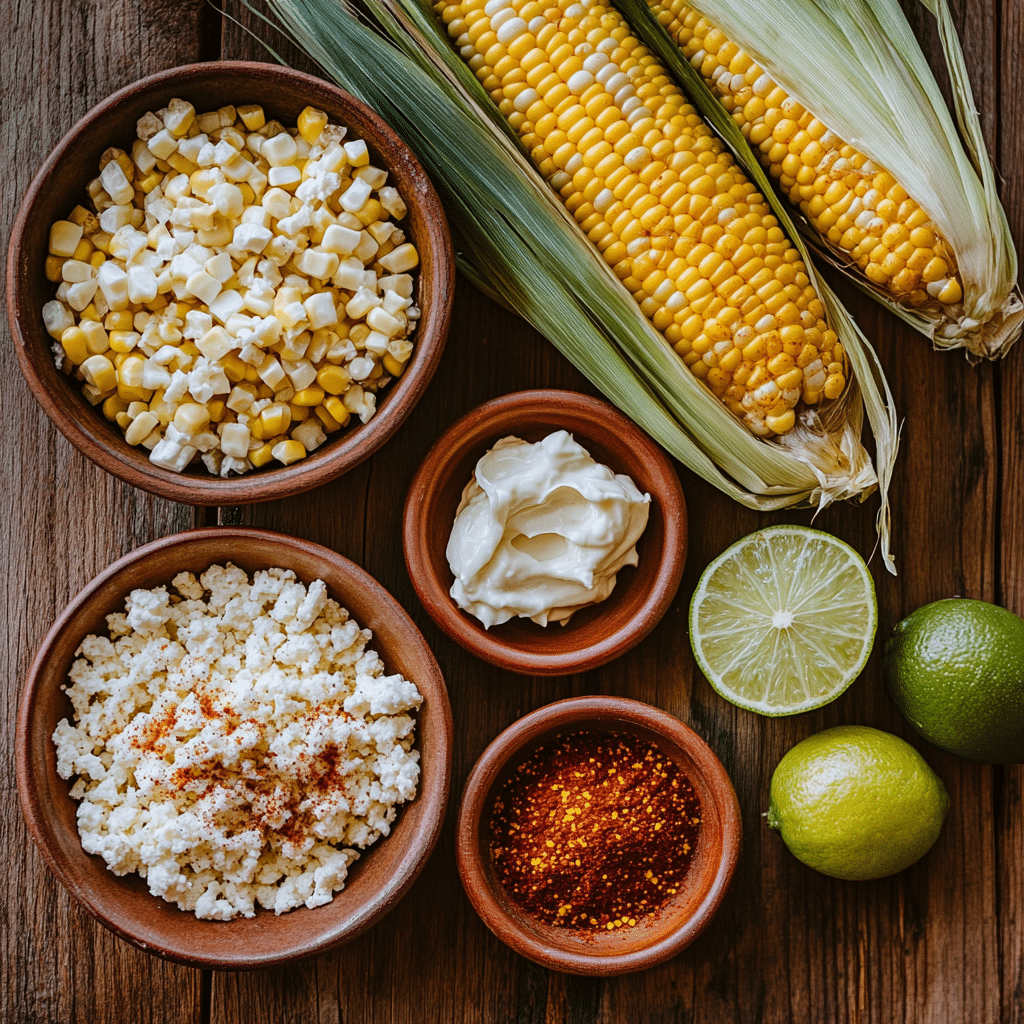 Mexican Elote: A Bold, Creamy Classic That Captures the Heart of Street Food 6 ingredients for making Mexican elote