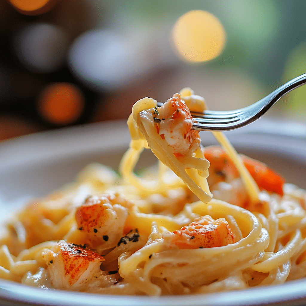 Trader Joe’s Lobster Pasta: The Creamy, Dreamy Dish You Need to Try Now 7 Forkful of Trader Joe’s Lobster Pasta close-up