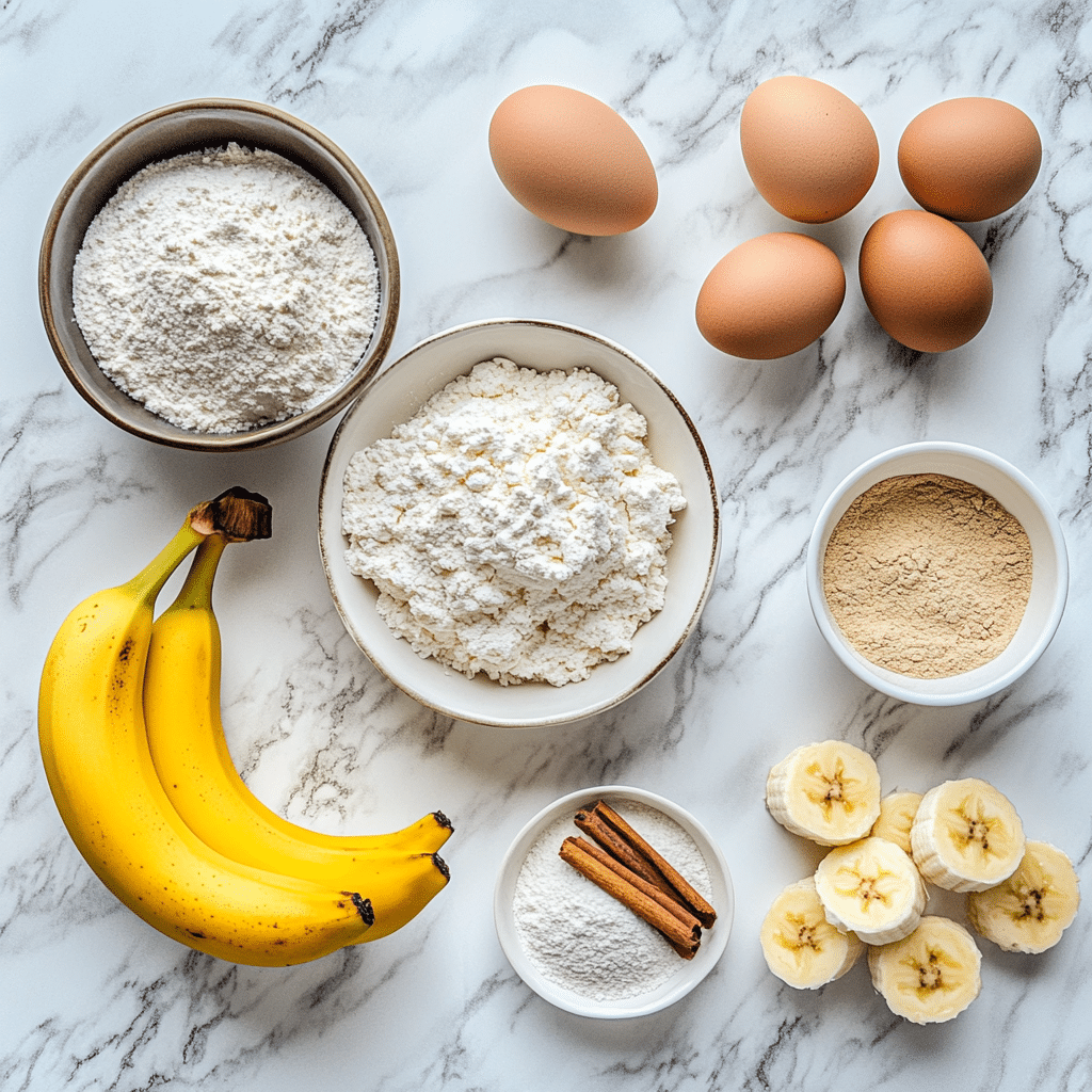 The Best Cottage Cheese Banana Bread 7 Ingredients for cottage cheese banana bread on counter