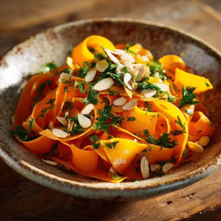 colorful carrot ribbon salad with lemon vinaigrette