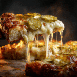Slice of Pickle Ranch Pizza being lifted