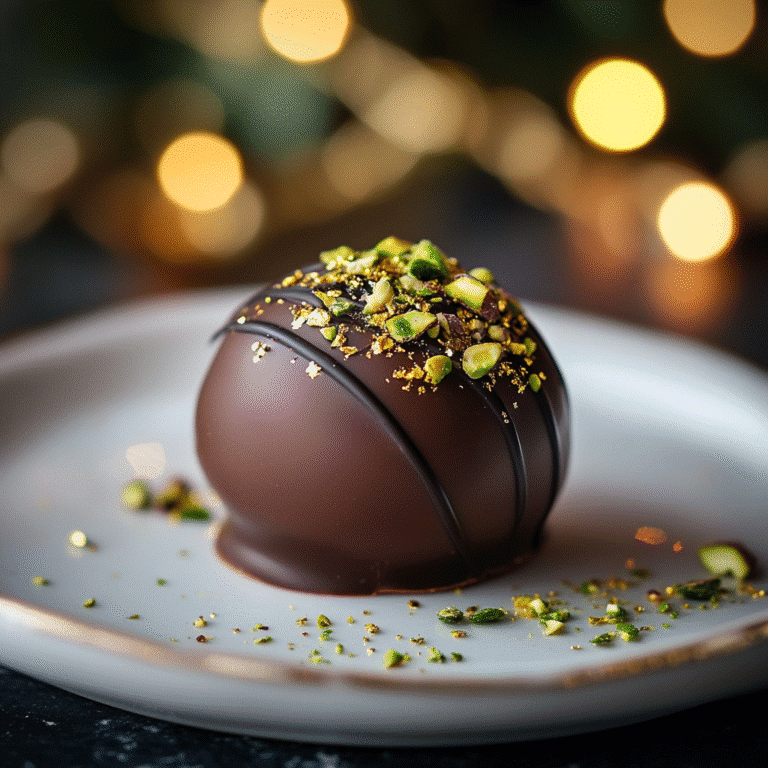 Dubai Chocolate Pistachio: The Most Luxurious Sweet Treat to Try in 2025 6 Close-up of Dubai chocolate pistachio truffle with gold flakes
