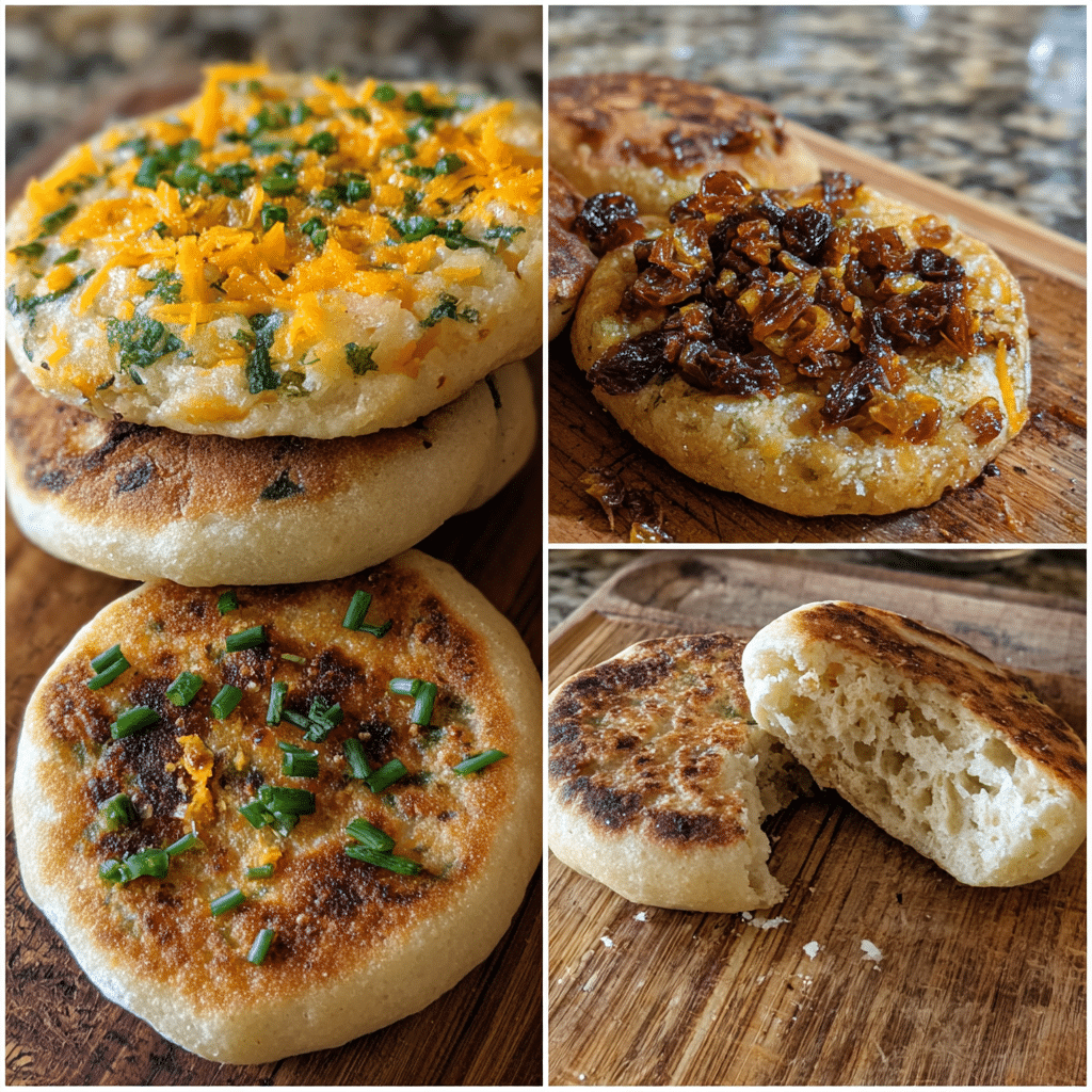 flavor variations of sourdough discard English muffins