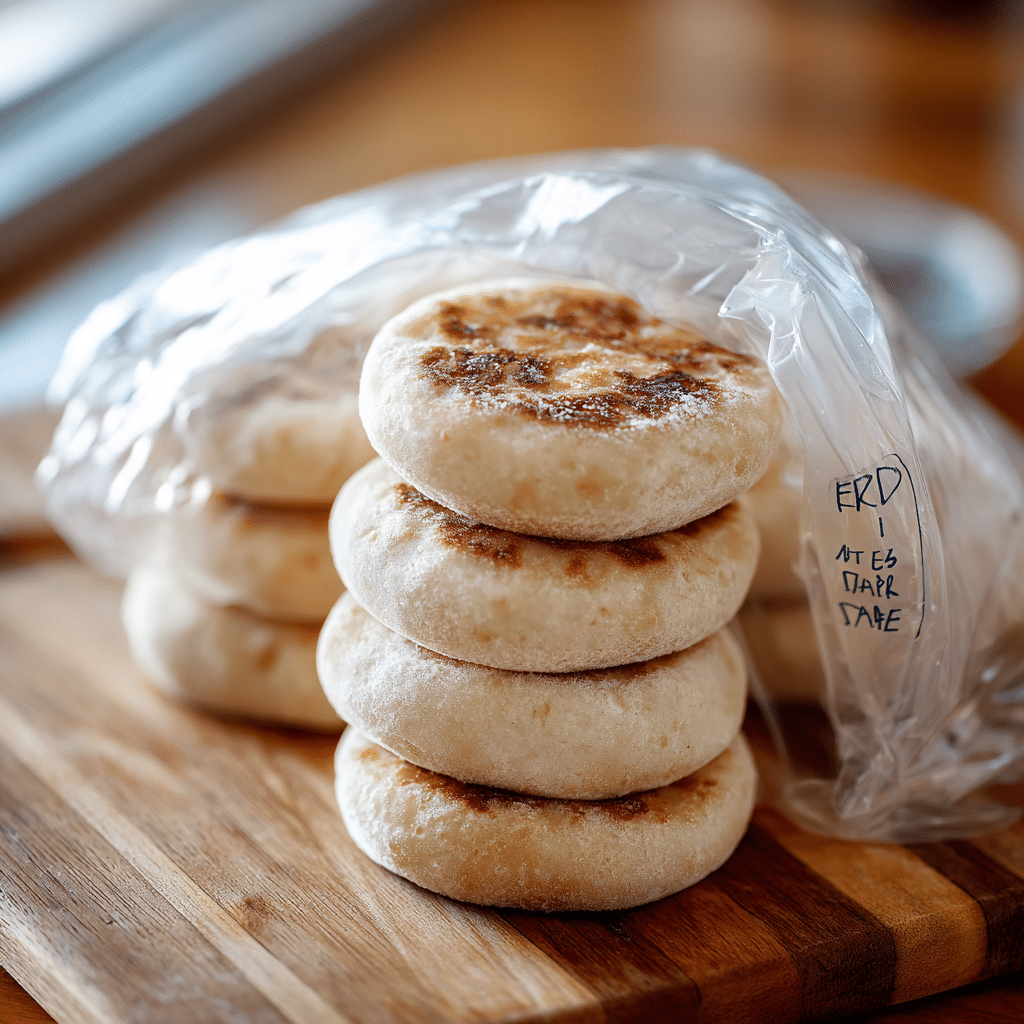 storing sourdough discard English muffins for freezing