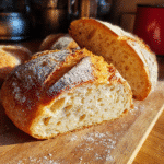 gluten free sourdough bread sliced open on rustic board