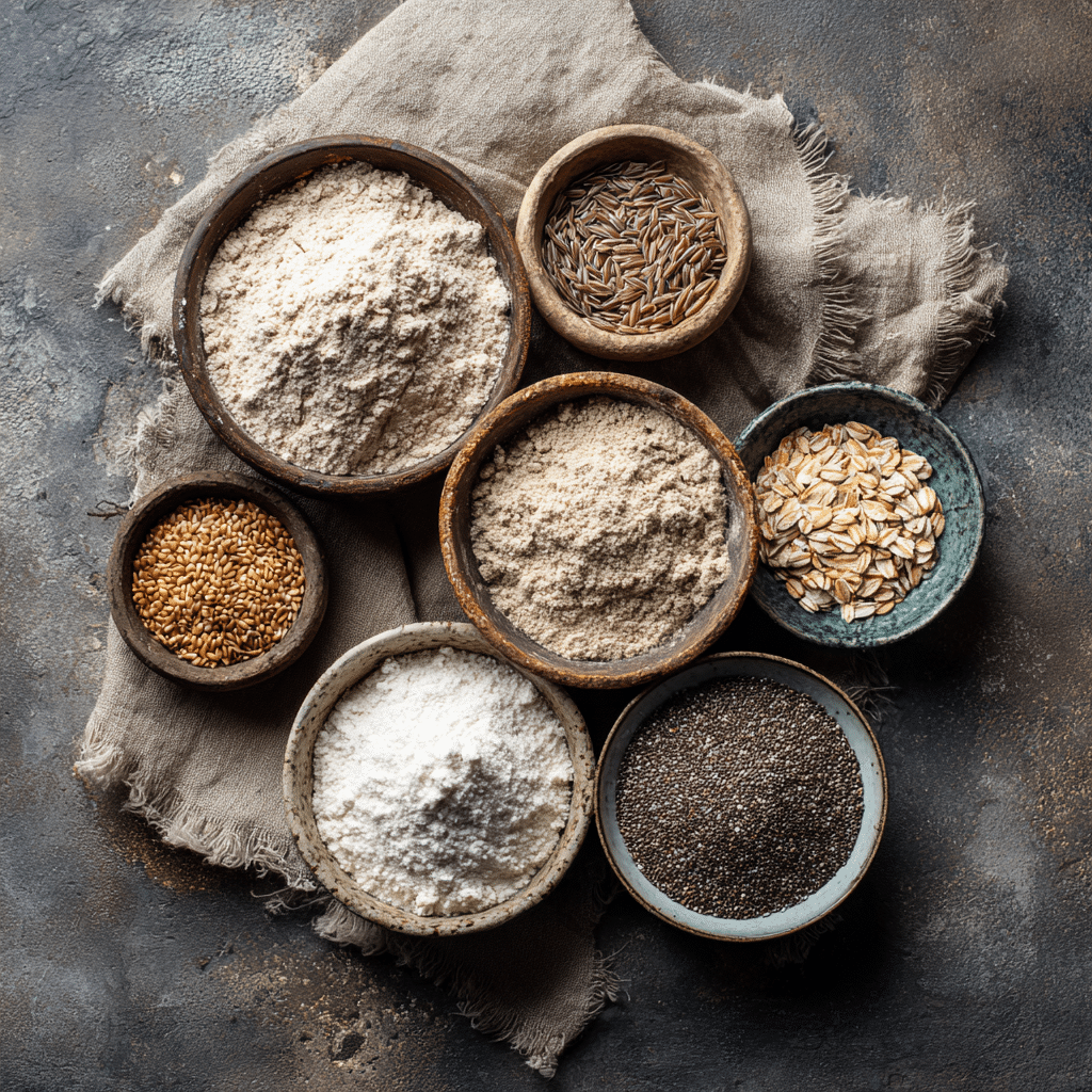 High-fiber sourdough ingredients display
