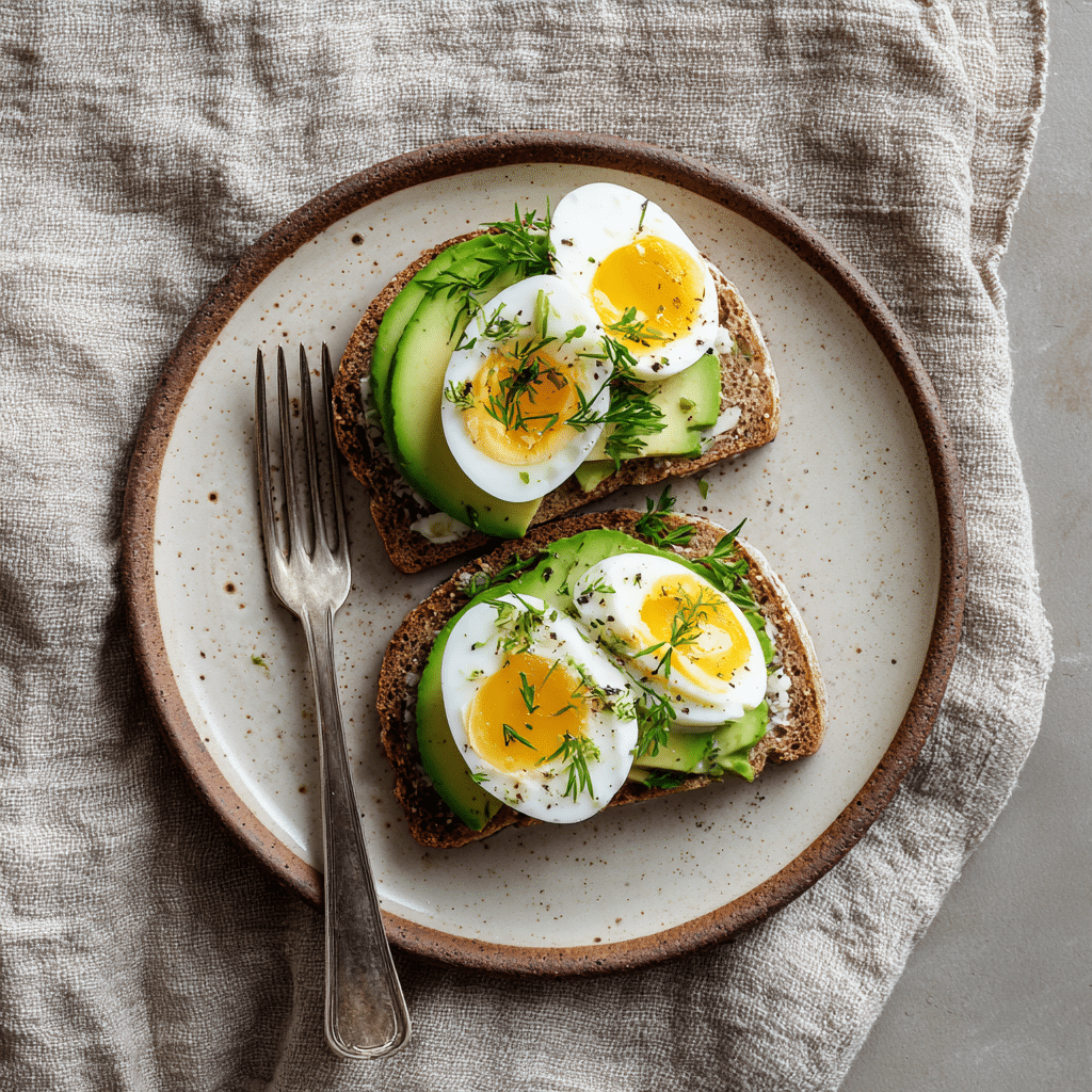 Sliced high-fiber sourdough with healthy toppings