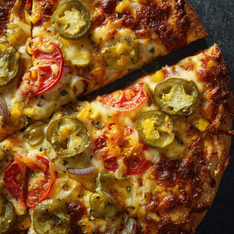 Pickle Ranch Pizza on a cutting board