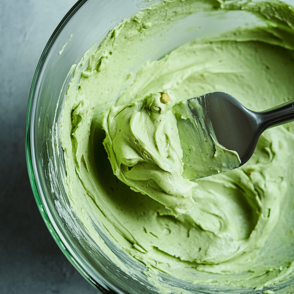 Pistachio Macarons – The Most Delicious Guide to Nutty Perfection 9 pistachio buttercream in glass bowl