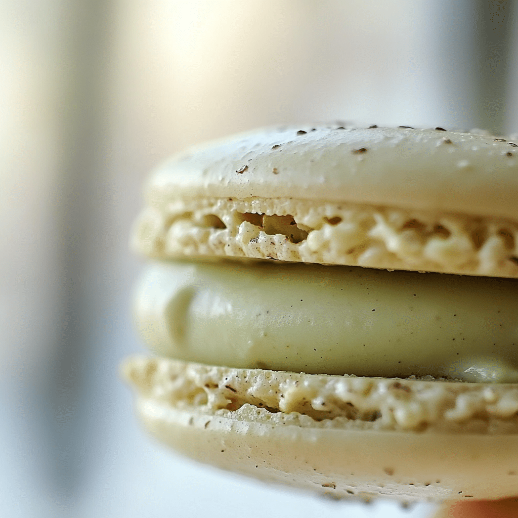 Pistachio Macarons – The Most Delicious Guide to Nutty Perfection 7 creamy pistachio macaron filling close-up