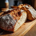 Fresh sourdough discard soda bread on board