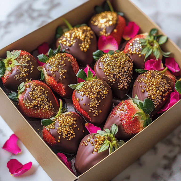 Strawberry chocolate Dubai with edible gold and rose petals