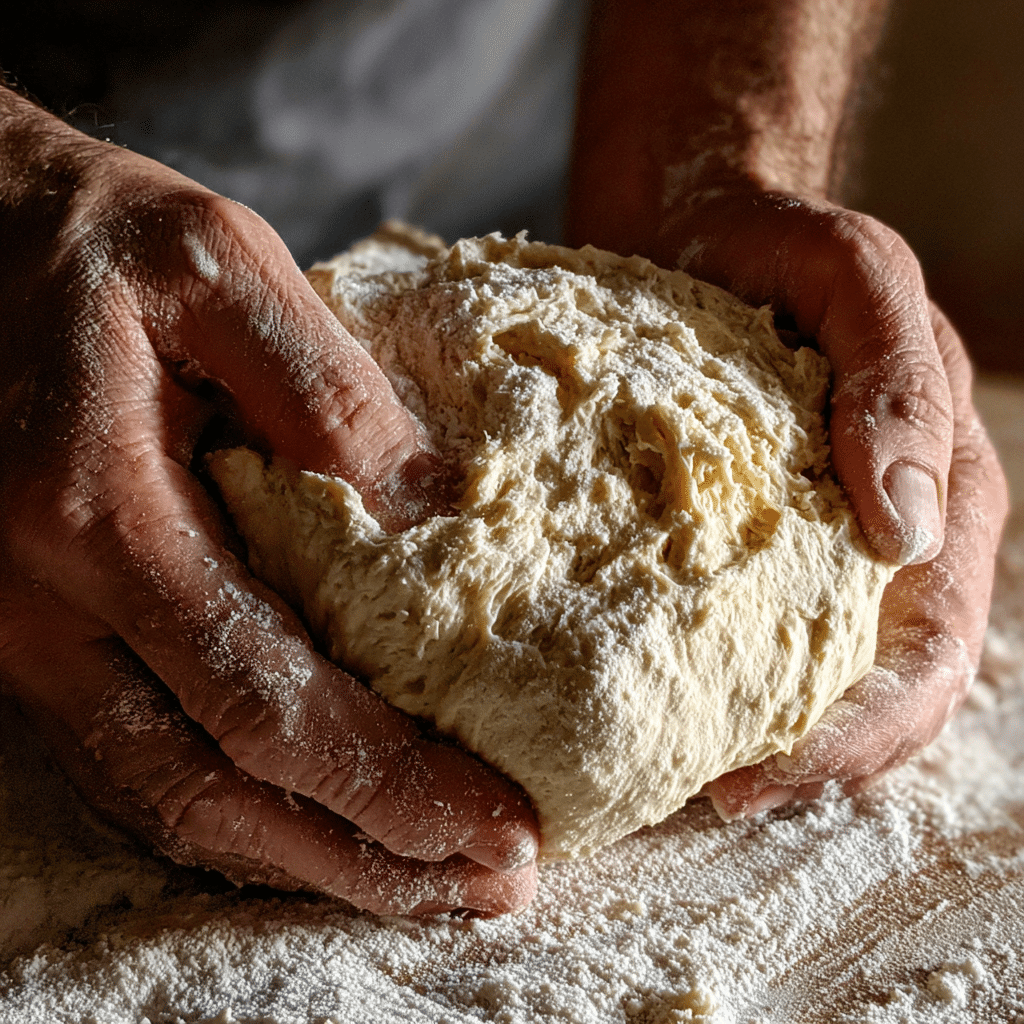 elastic gluten free sourdough dough being stretched