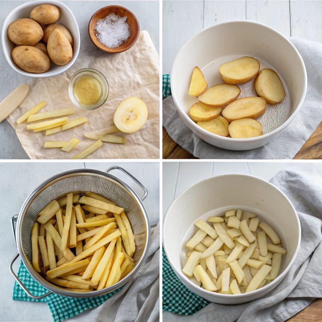 Step-by-step preparation of air fryer French fries from scratch