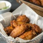 Crispy Air Fryer Chicken Wings in a basket