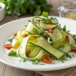 low-carb ribbon salad with zucchini and cucumber