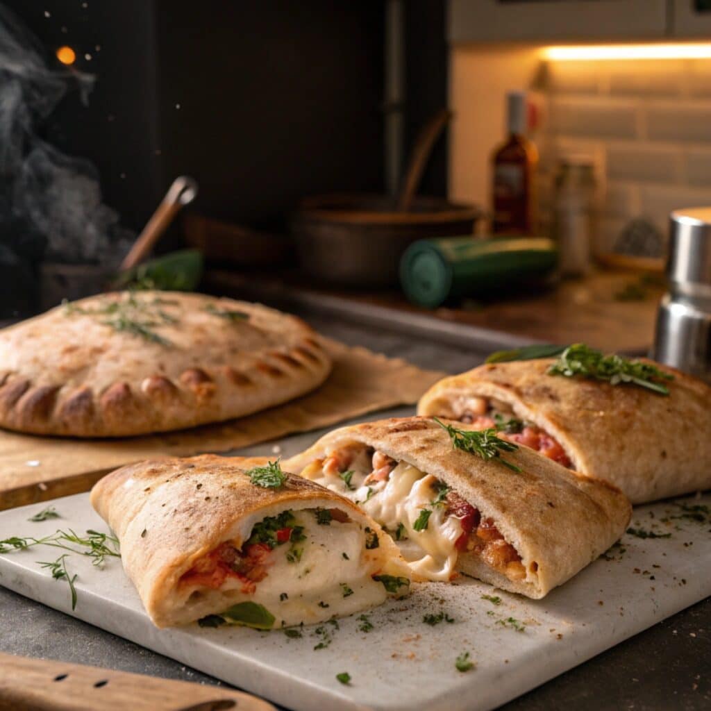 sourdough discard pizza dough used in homemade calzones