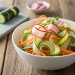 vegan ribbon salad with zucchini and carrots