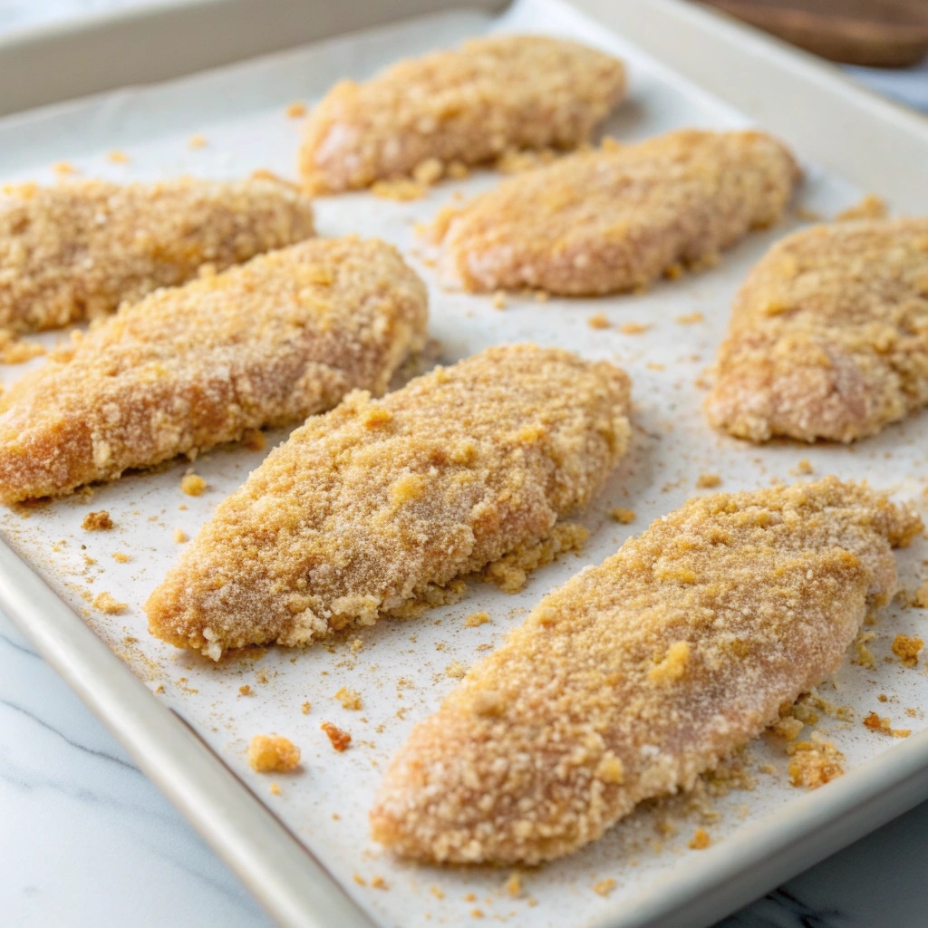 Breaded air fryer chicken tenders ready to cook