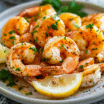 Garlic butter air fryer shrimp with lemon