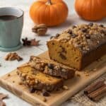 Pumpkin bread with streusel and nuts on top