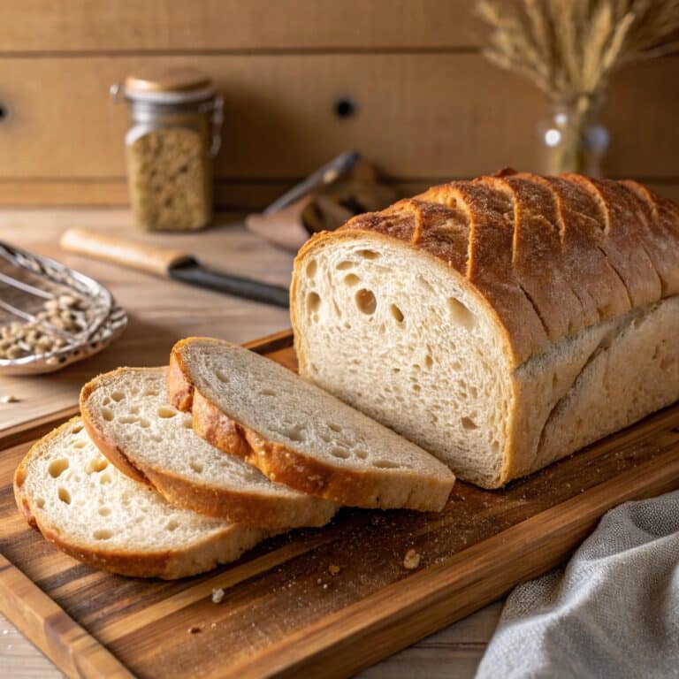 fresh sourdough sandwich bread loaf sliced
