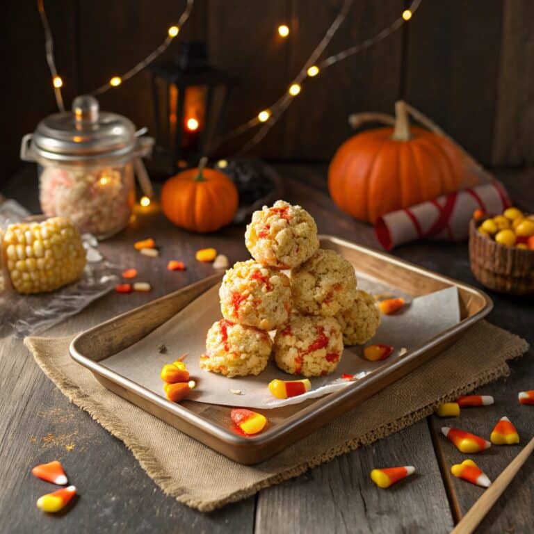Candy Corn Popcorn Balls festive Halloween treat