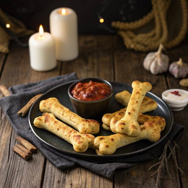 Cheesy Halloween Breadstick Bones spooky snack