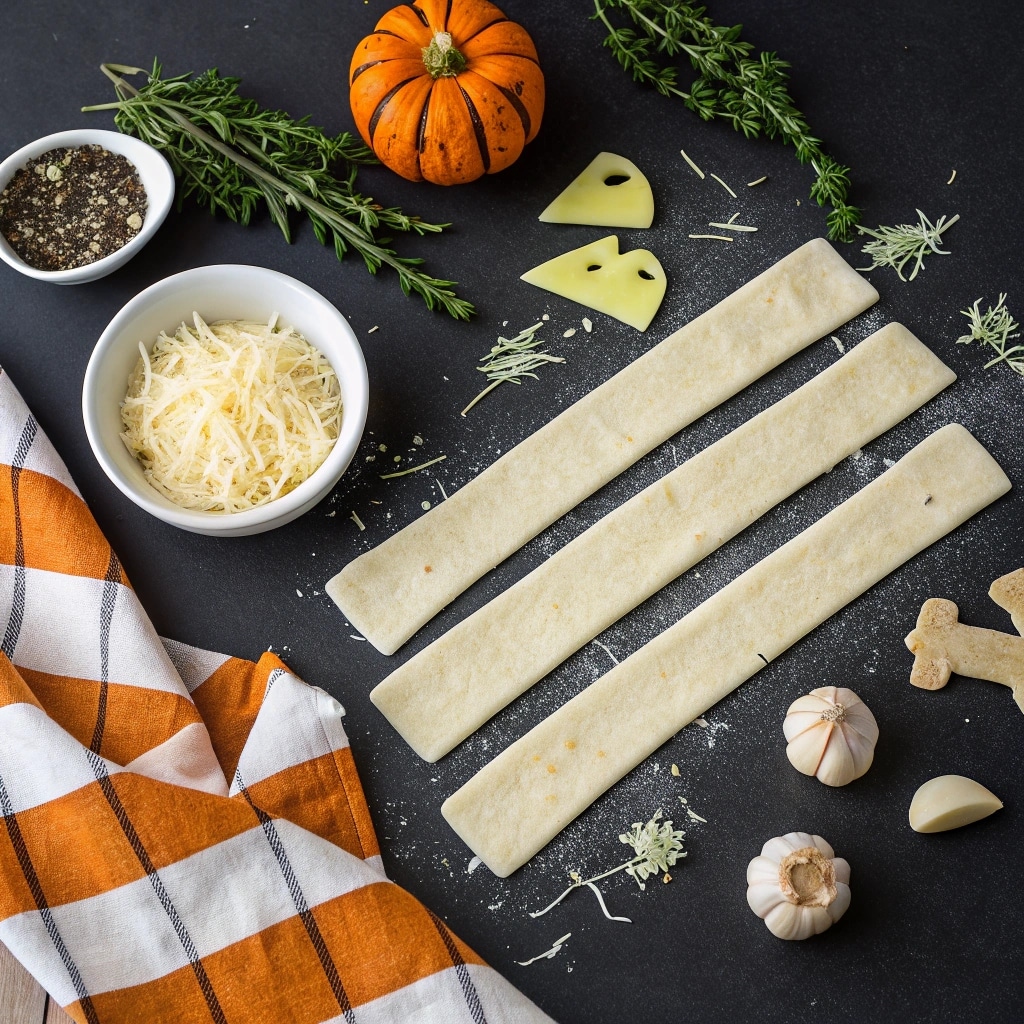 Cheesy Halloween Breadstick Bones ingredients