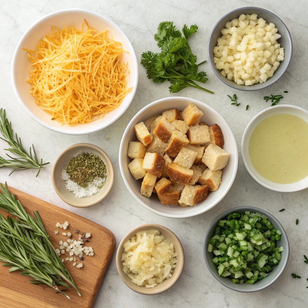 Ingredients for Cheesy Herb Stuffing Recipe