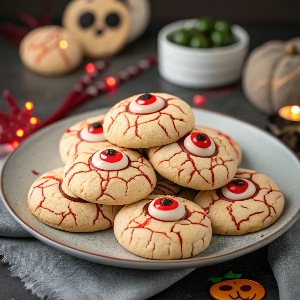 Plate of Creepy Eyeball Cookies ready to serve