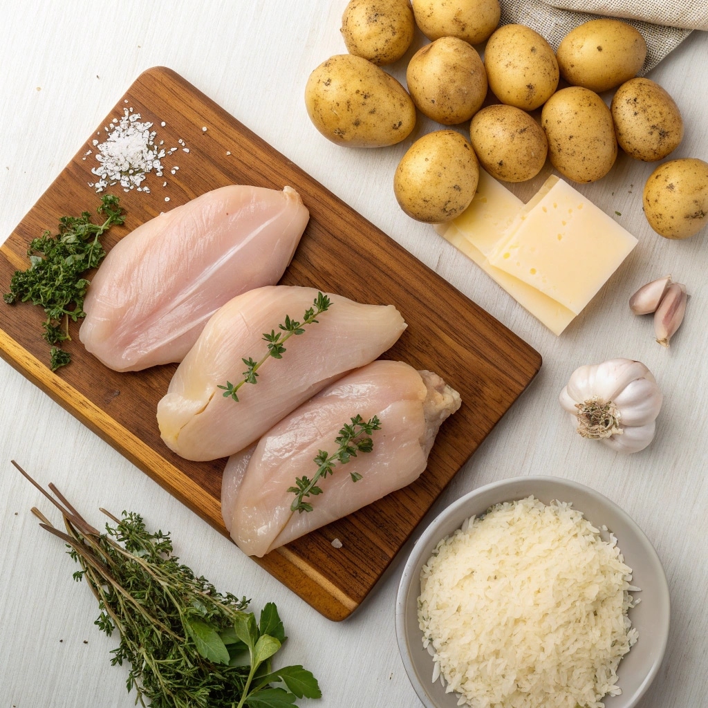 Ingredients for Garlic Parmesan Crockpot Chicken and Potatoes