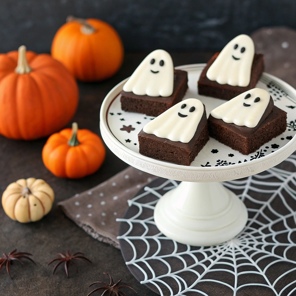 Ghost brownies served at a Halloween party