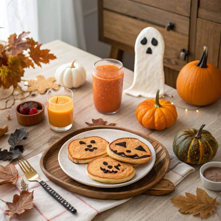 halloween breakfast spooky table setup