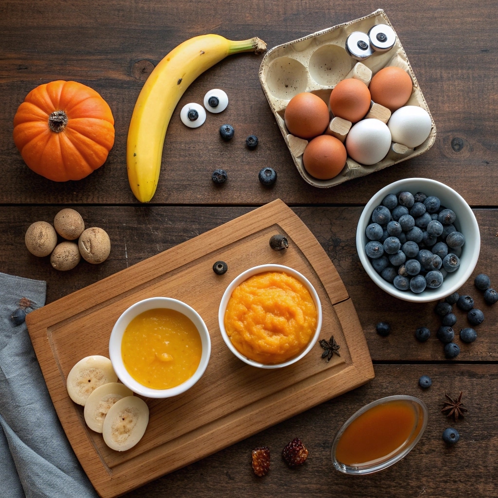 halloween breakfast ingredients pumpkin fruit candy