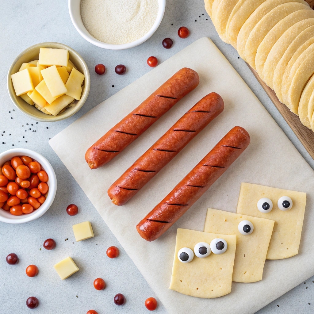 ingredients for mummy hot dogs