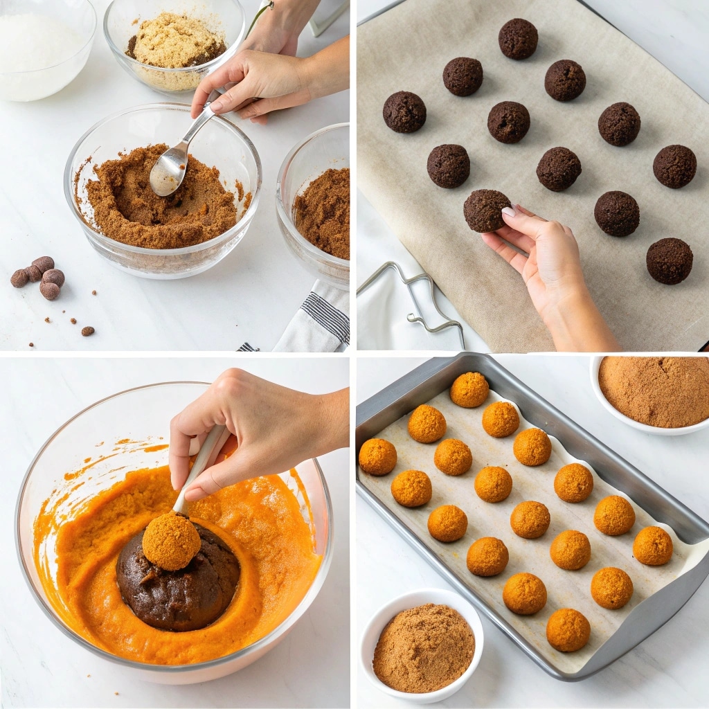 Making Pumpkin Oreo Balls step by step no bake