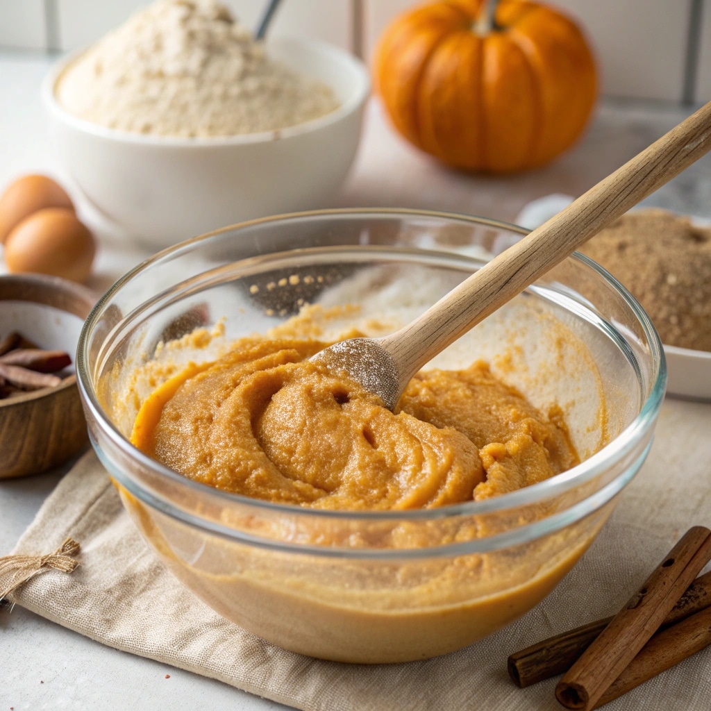 Mixing Pumpkin Cake Batter