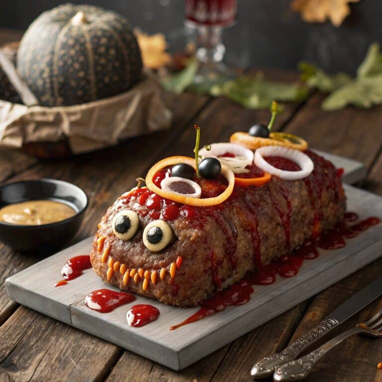 Monster Meatloaf: The Ultimate Spooky Show-Stopper Recipe 4 Monster Meatloaf spooky Halloween recipe