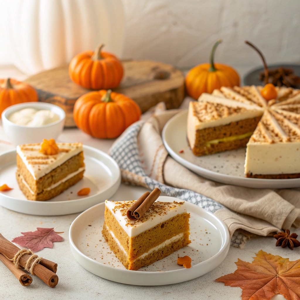 Plated Pumpkin Cake Slices