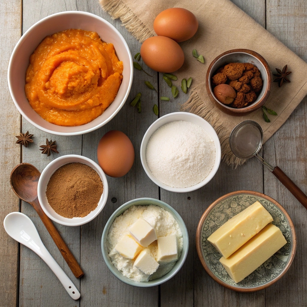Ingredients for homemade pumpkin bars