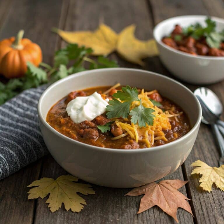Pumpkin chili recipe with toppings