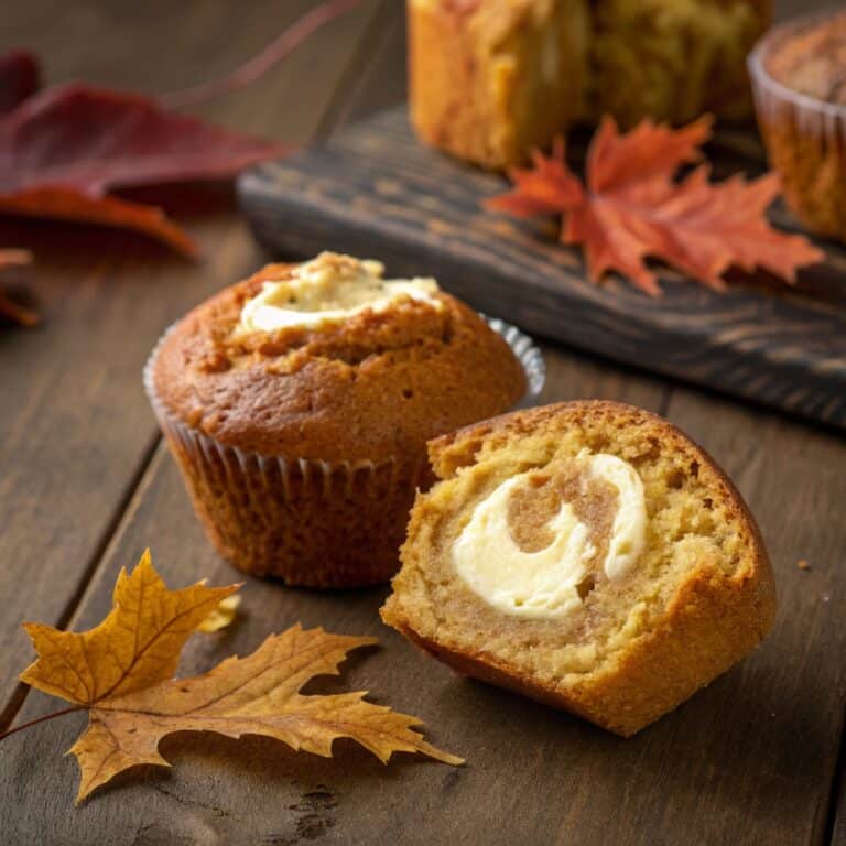 Pumpkin Cream Cheese Muffins with creamy center