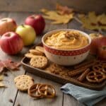 Pumpkin Dip creamy fall dessert with apples and cookies