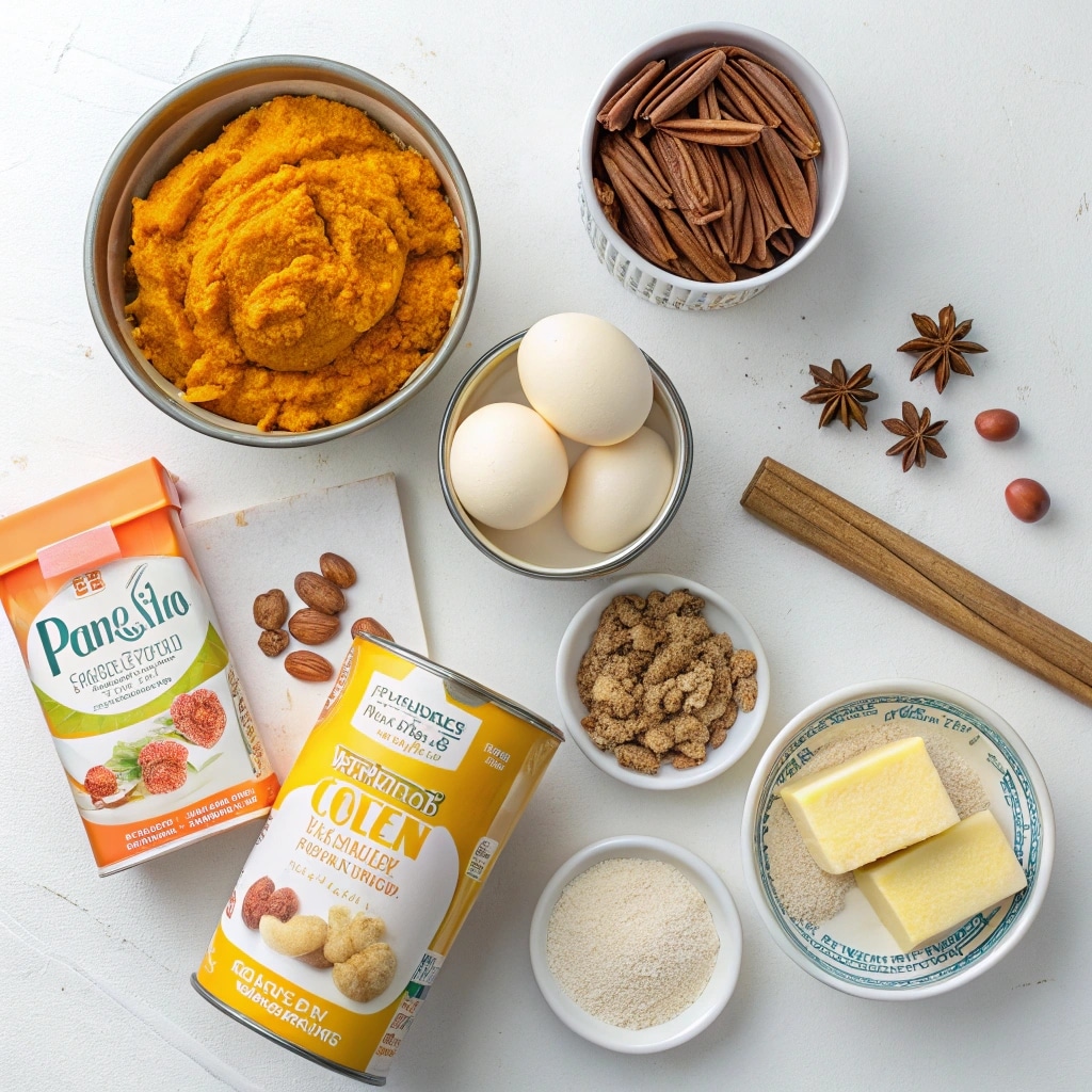 Pumpkin Dump Cake ingredients arranged on table