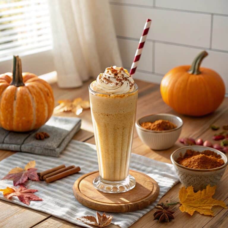 Pumpkin Smoothie with whipped cream and cinnamon