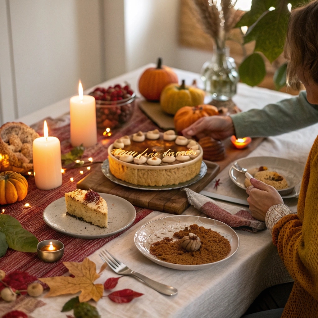 Pumpkin Tiramisu on fall dinner table