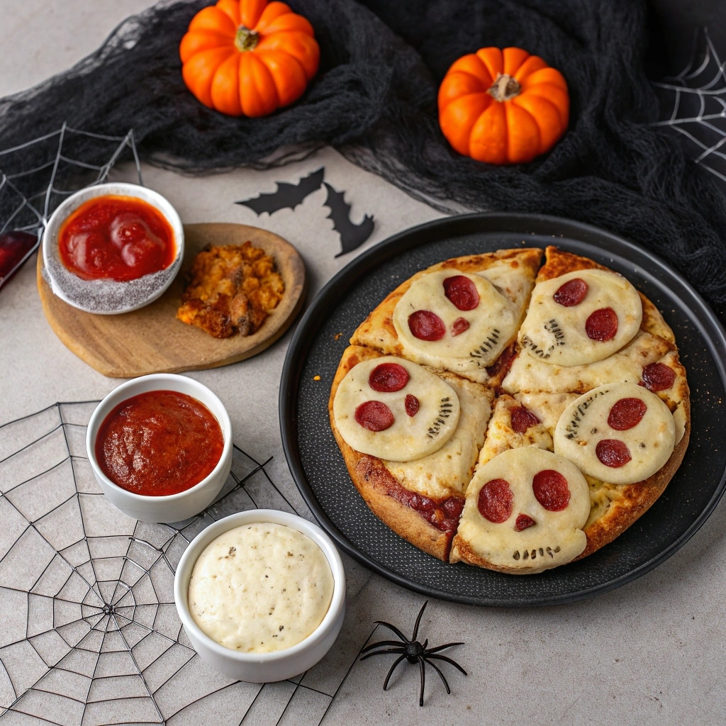 Serving Pizza Skulls Halloween Party