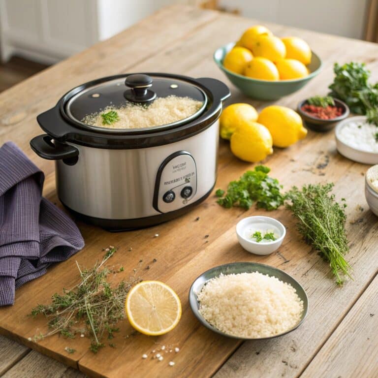 Slow Cooker Lemon Herb Chicken and Rice recipe